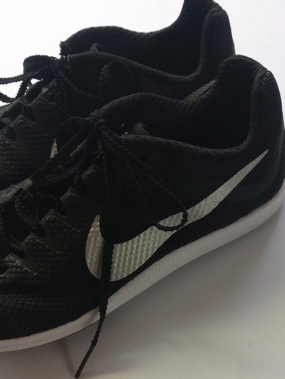 Nike Rival Distance Track & Field Black Silver Swoosh Athletic Spike Shoes 6